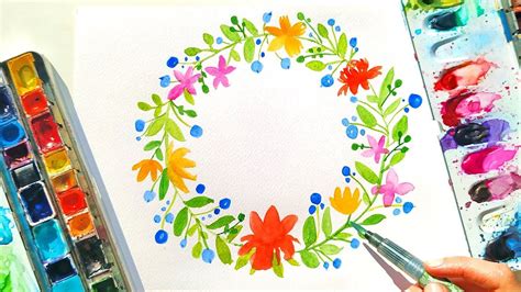 Easy Watercolor Floral Wreath Painting For Beginners Summer