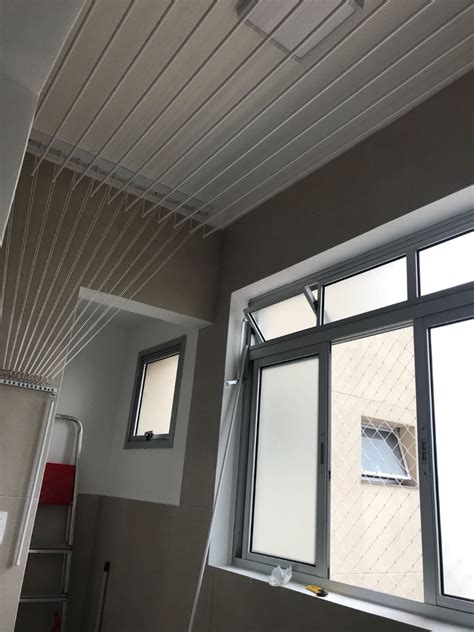 varal de apartamento parede  teto aluminio cm branco