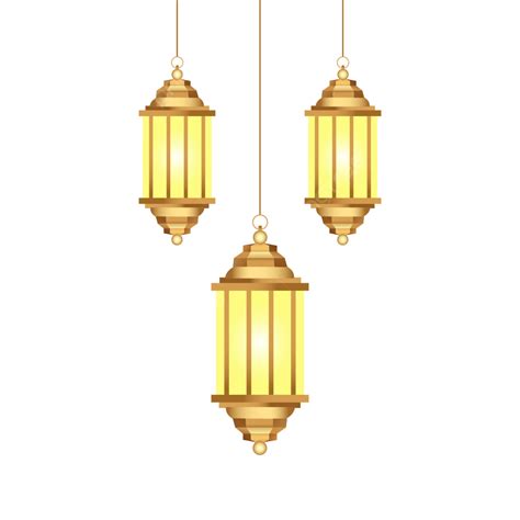 Ramadan Kareem Decoration With Golden Islamic Lamp Ornment Vector