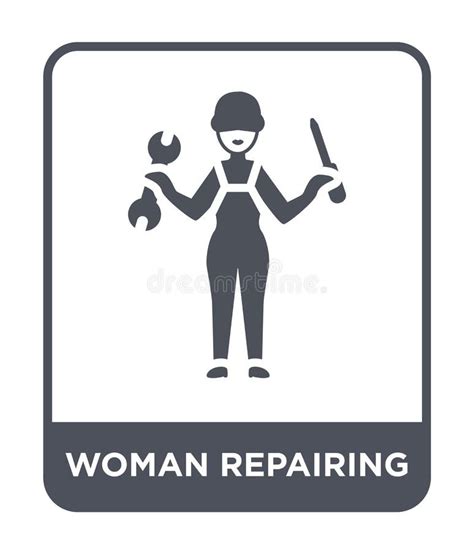 woman repairing icon in trendy design style woman repairing icon isolated on white background