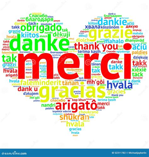 French Merci Heart Shaped Word Cloud Thanks On White Stock