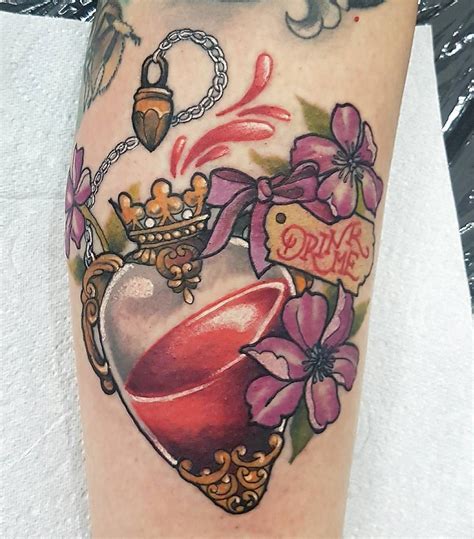 We can do any style of work and specialize in portrait tattoos. Potion tattoo by @mothers_ruin at @cockasnook in Newcastle ...
