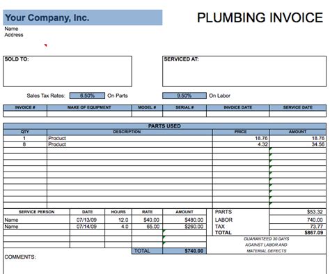 plumbing invoice template apcc