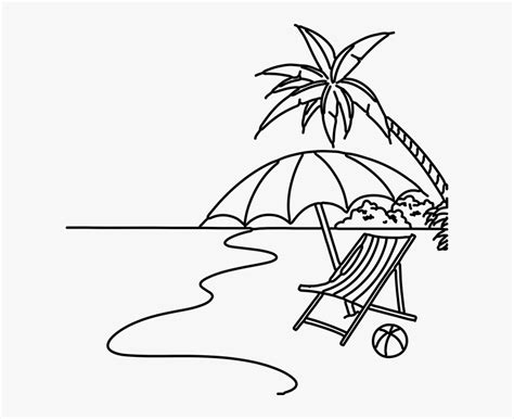 Easy Beach Drawing Beach Drawing Easy Hd Png Download
