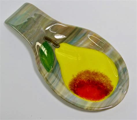 Large Fused Glass Pear Spoon Rest Etsy