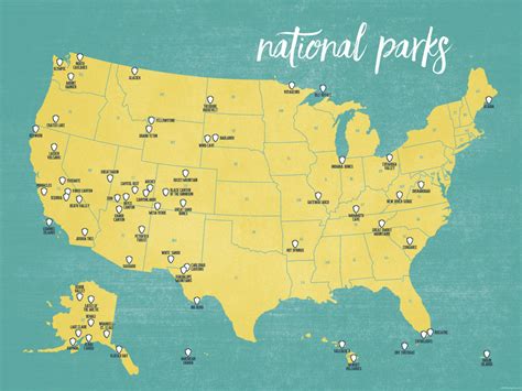 Us National Parks Map 18x24 Poster Best Maps Ever