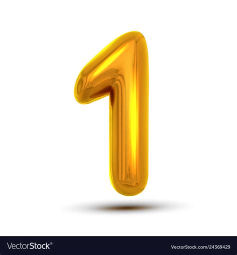 1 One Number Golden Yellow Metal Letter Royalty Free Vector