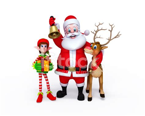 Santa Claus Elf And Reindeer Stock Photos