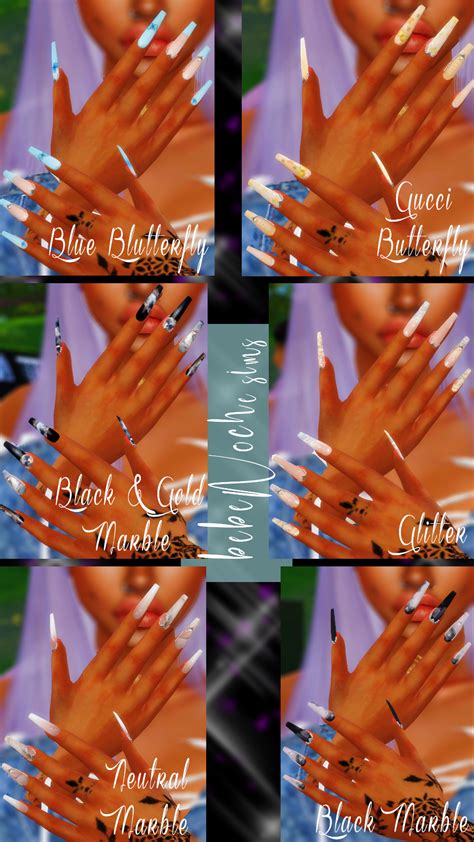 Variety Nails 1 Sims 4 Nails And Tattoos