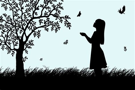 Girl, Tree, Butterfly Silhouette | Silhouette butterfly, Silhouette, Silhouette free