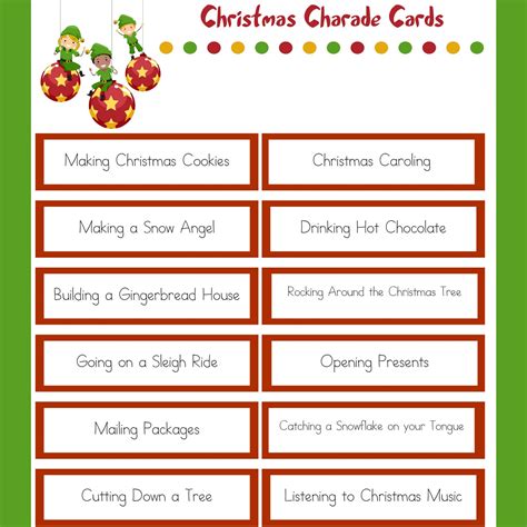 Christmas Charades Cards Printable Game Cards To Print And Play With