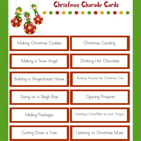 Christmas Charades Free Printable Printable Templates