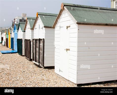 English Beach Huts On The Sea Front At Seaton Devon Stock Photo Alamy