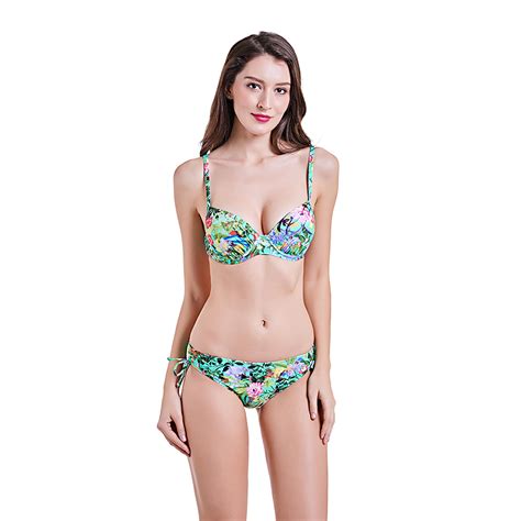 Hot Lady Push Up Floral Swimsuit Set Two Piece Bathing Suits With