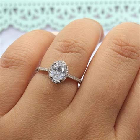 100 Oval Engagement Ring Sterling Silver Wedding Ring Silver Etsy In