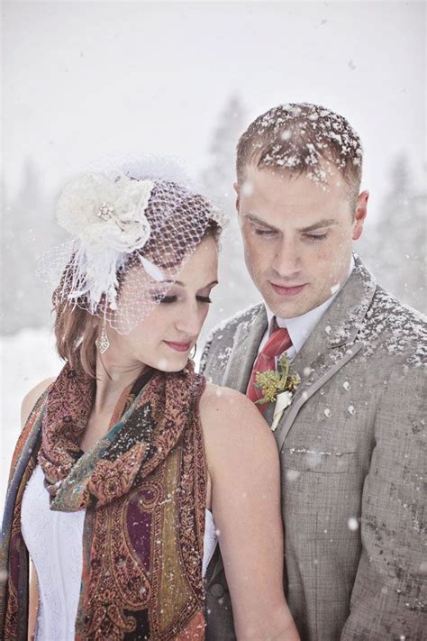 Late Winter Snow Filled Outdoor Washington Wedding With Rustic Vintage