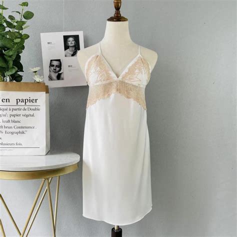 Summer Silk Satin Nightgown Women Sexy Mini Spaghetti Strap Nightdress Sleepwear Loose Home