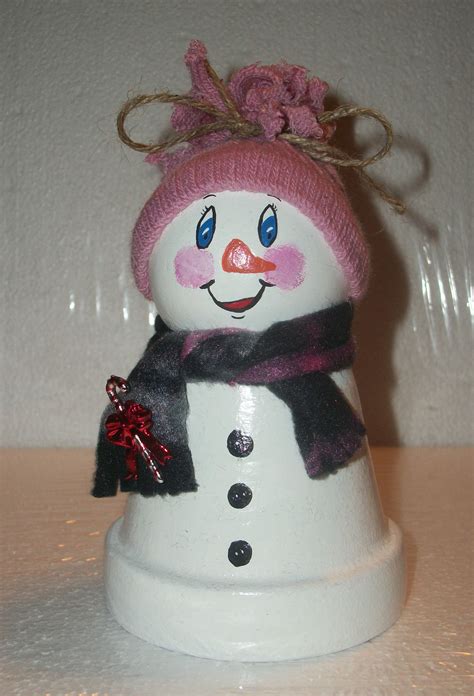 Small Clay Pot Snowman Christmas Pots Christmas Craft Projects