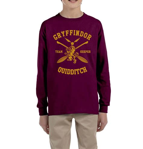 Gryffindor Keeper Quidditch Team Kid Youth Long Sleeves T Shirt Tee