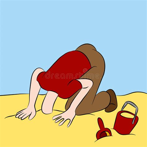 Head Stuck In The Sand Stock Vector Illustration Of Denial 20043753