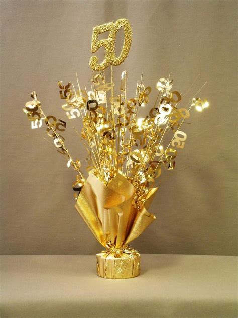 Gold 50 Table Centerpiece 50th Wedding Anniversary Decorations 50th