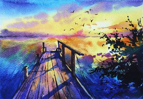 Watercolor Sunset For Beginners At Explore
