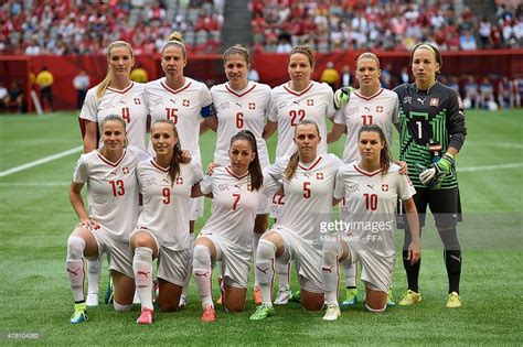 the switzerland team pose for a team photo ahead of the fifa women s team photos fifa