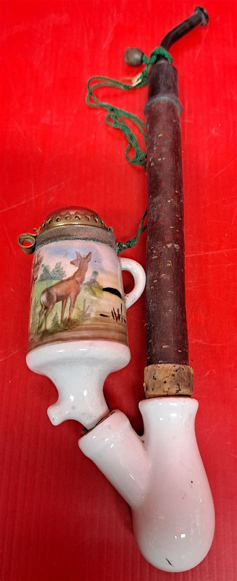 Antique Bavarian Hunting Pipe Porcelain Etsy