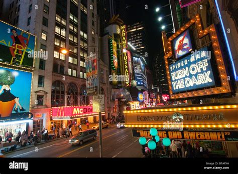 42nd Street By Night Midtown Manhattan New York City Usa Stock Photo