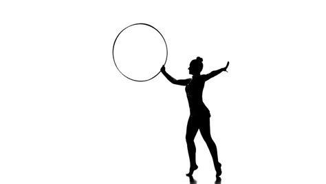 Rhythmic Gymnastics Hula Hoop On Silhouette Studio Slow Motion Stock