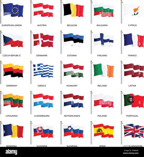 Les Drapeaux Des Pays De Lunion Européenne Les États Membres De Lue