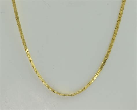 14k Solid Yellow Gold Flat Curb Chain Necklace 24 Inches Property Room