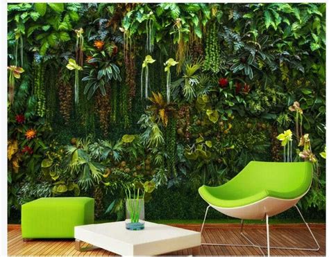 Tropical Rain Forest Plants Wallpaper Wall Mural Dark