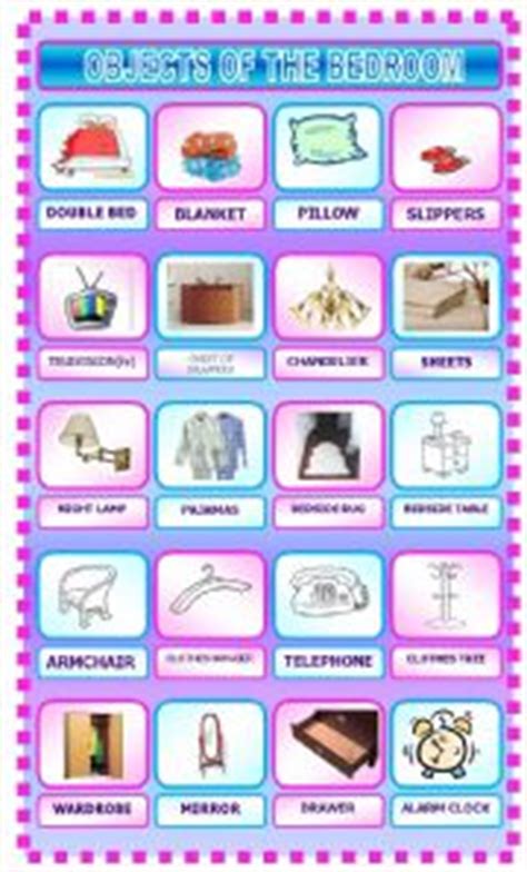 As part of chez moi, a lesson introducing vocabulary for furniture. OBJECTS OF THE BEDROOM - ESL worksheet by saladinos