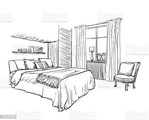 Interior Design Of The Modern Bedroom Stock Illustration Download