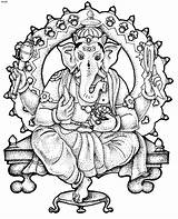 Coloring Pages Ganesha Ganesh Lord Ganpati Drawing Colouring Chaturthi Kids Bappa Adult Sketch Drawings Designs Color Printable Cliparts Books Clipart sketch template