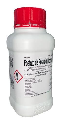 Fosfato De Potasio Monobasico R A De 500 G Fagalab Envío Gratis