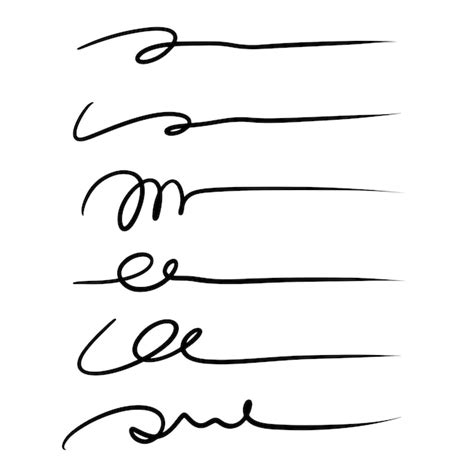 Linhas De Letras De Mão Linhas De Assinatura Isoladas No Fundo Branco