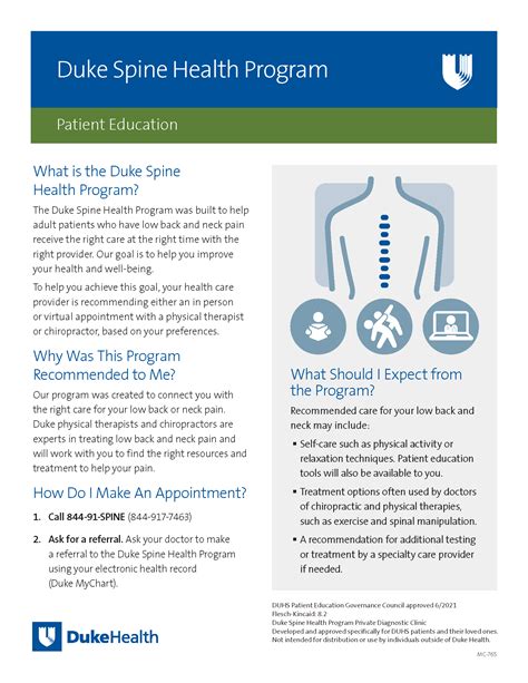 Duke Spine Health Program Patient Fact Sheet Duke Health Referring Physicians