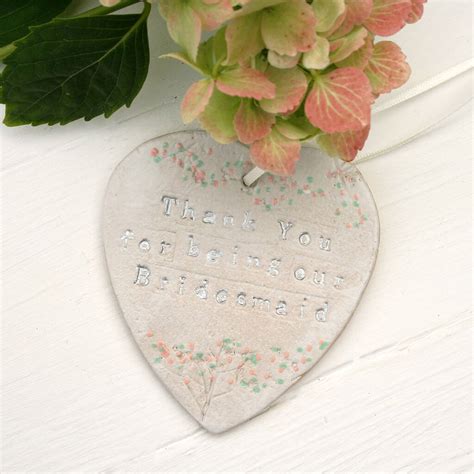 Bridesmaid Thank You Ceramic Hanging Heart By Juliet Reeves Designs