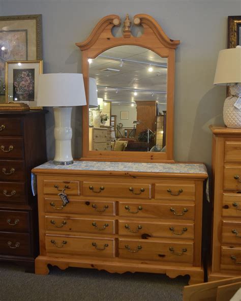 Broyhill Pine Dresser And Mirror New England Home Furniture Consignment