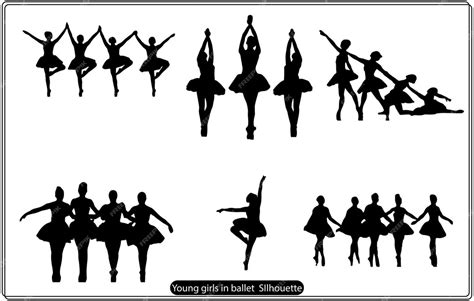 Hermosas Chicas Jóvenes En Ballet Silhouette Vector Bundle Vector Premium