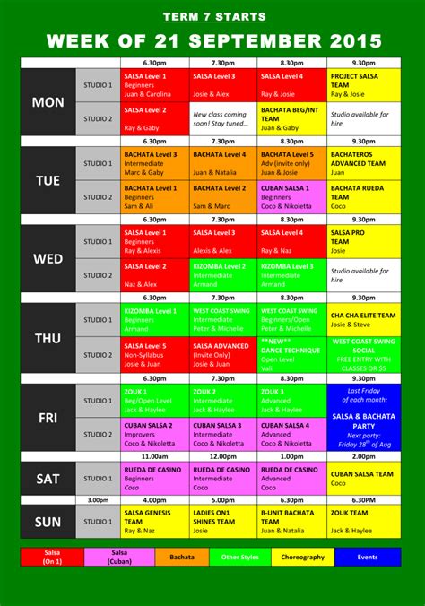 Pending Timetable Tropical Soul Dance Studio