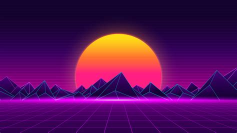 Retrowave Sunset Wallpaper 4k