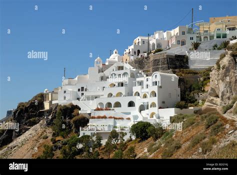 White Houses In Thira Santorini Greece Stock Photo Alamy