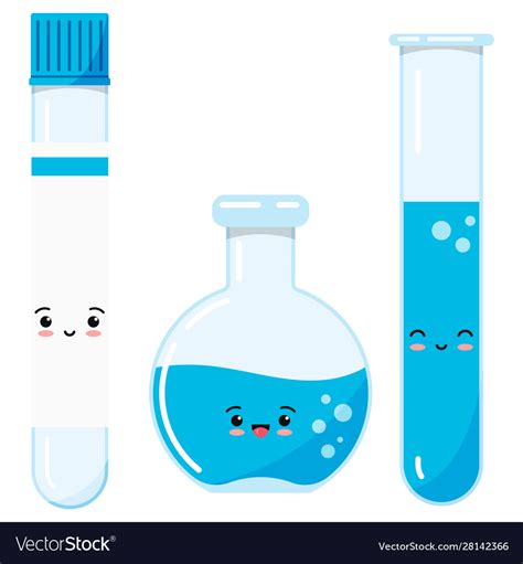 Emoji Glass Test Tubes And Flack Icon Set Vector Image