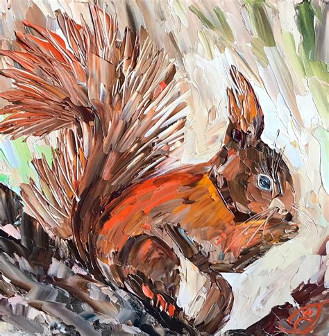 Squirrel Painting Animal Original Art Impasto Oil Painting Etsy