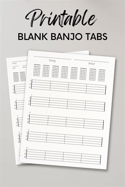 Blank Banjo Tabs Plus Chord Charts For Beginners Bluegrass Etsy Australia