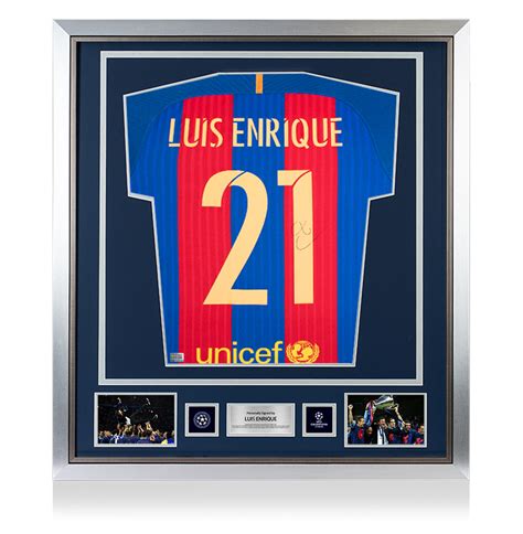 Luis Enrique Official Uefa Champions League Back Signed And Framed Fc Barcelona 2016 17 Home