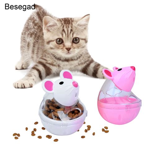 Behogar Pet Slow Feeder Ball Cute Mice Shape Food Rolling Leakage